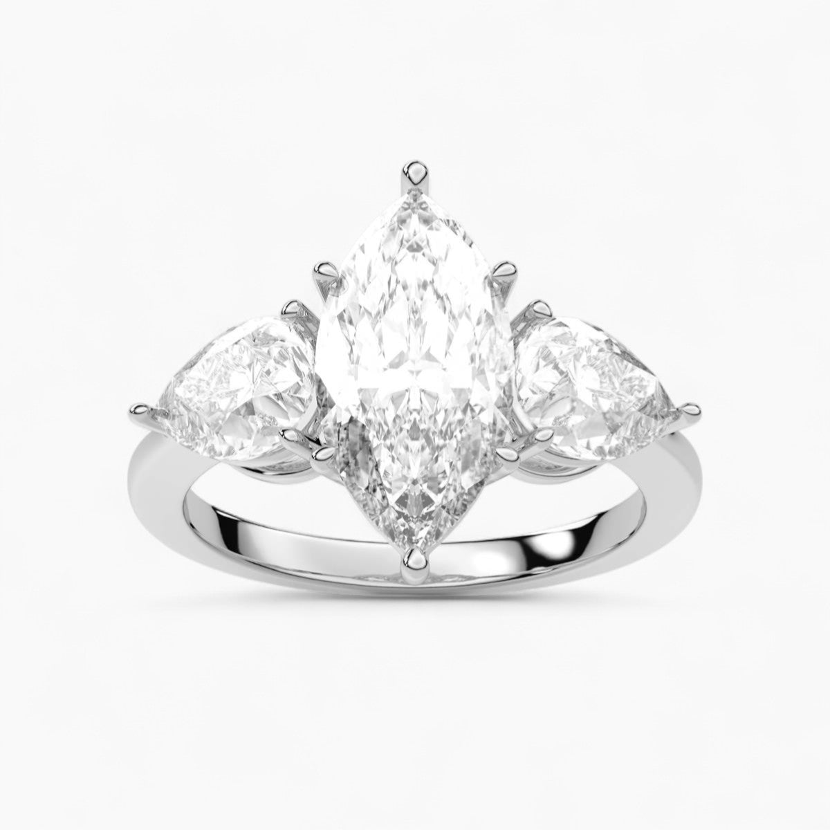 Pear Cut Three Stone Diamond Engagement Ring