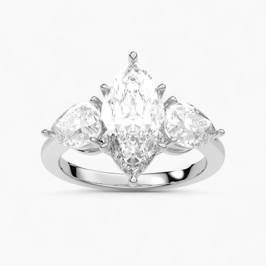 Pear Cut Three Stone Diamond Engagement Ring