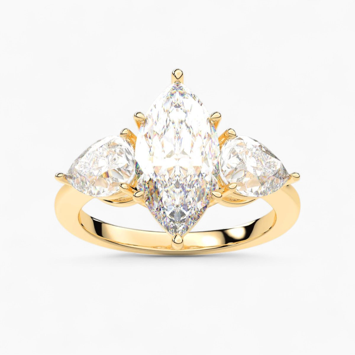 Pear Cut Three Stone Diamond Engagement Ring