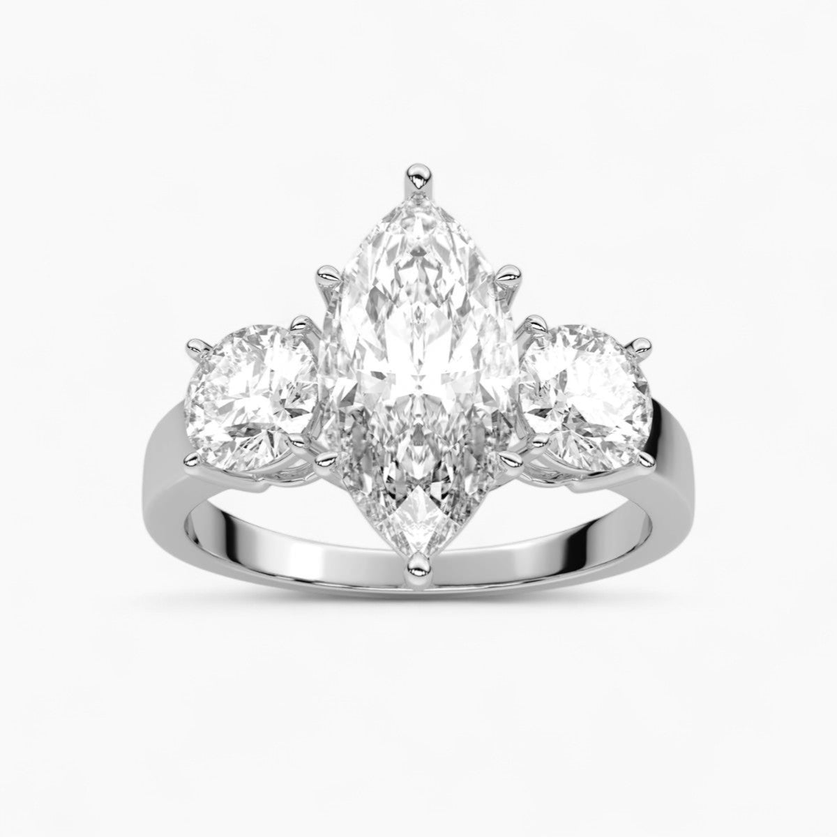 Round Cut Three Stone Diamond Engagement Ring