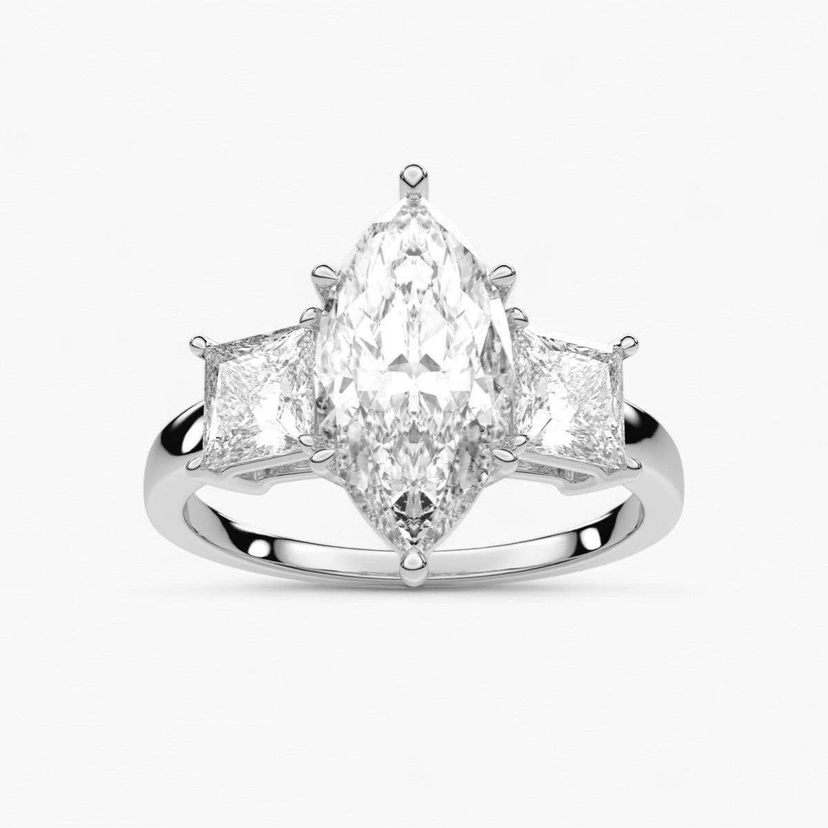 Prince Cut Three Stone Diamond Engagement Ring