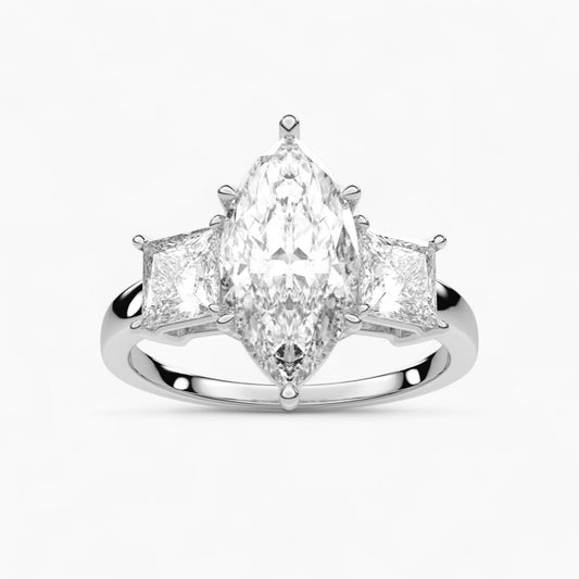Prince Cut Three Stone Diamond Engagement Ring