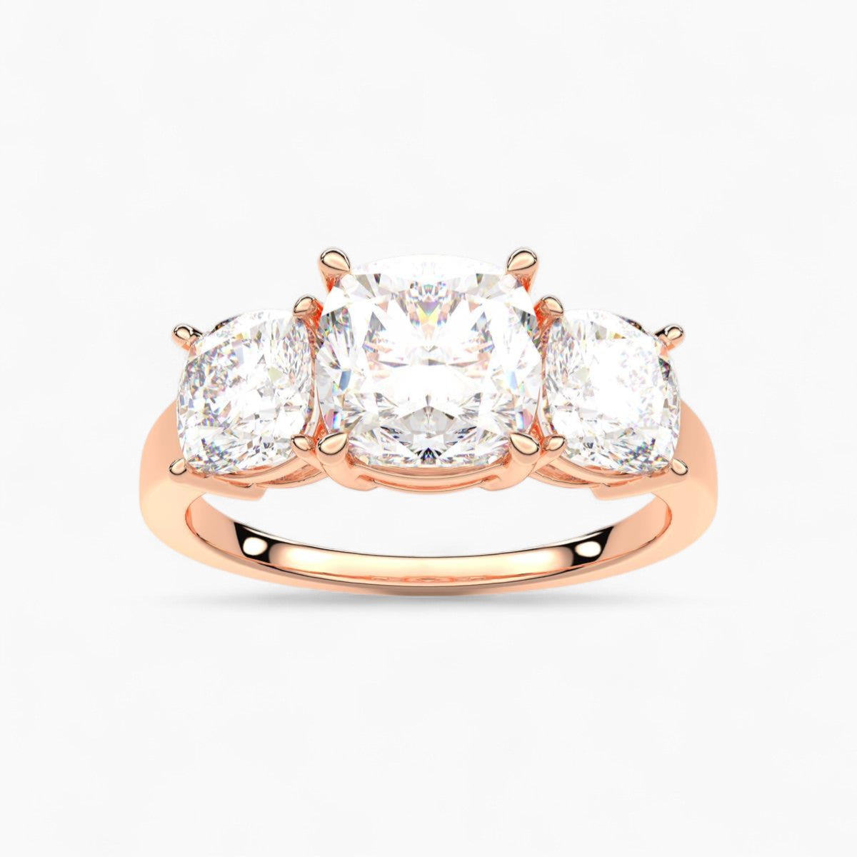 Cushion Cut Three Stone Diamond Engagement Ring