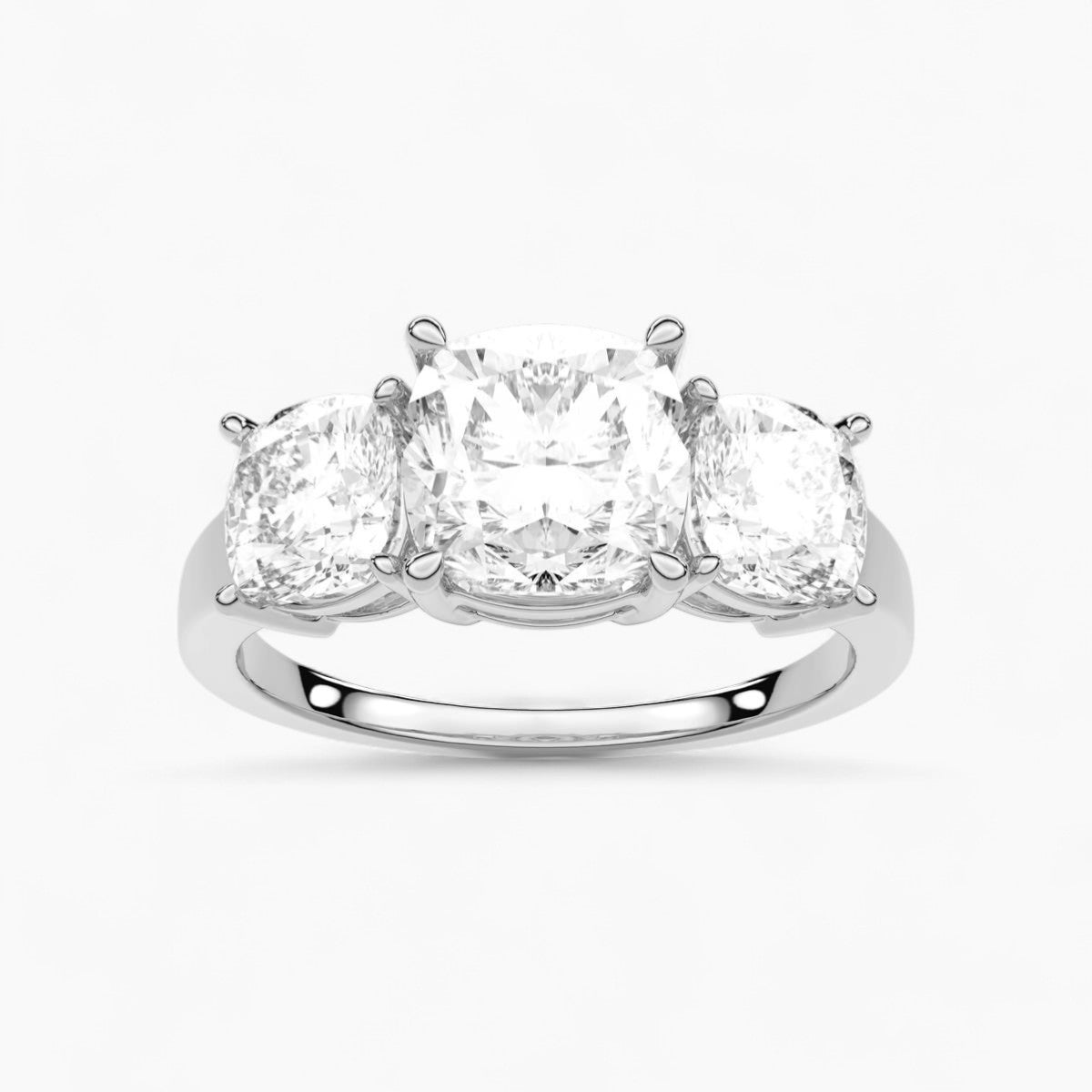 Cushion Cut Three Stone Diamond Engagement Ring