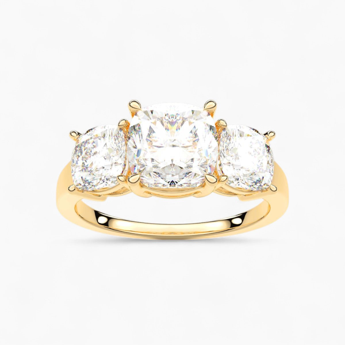 Cushion Cut Three Stone Diamond Engagement Ring