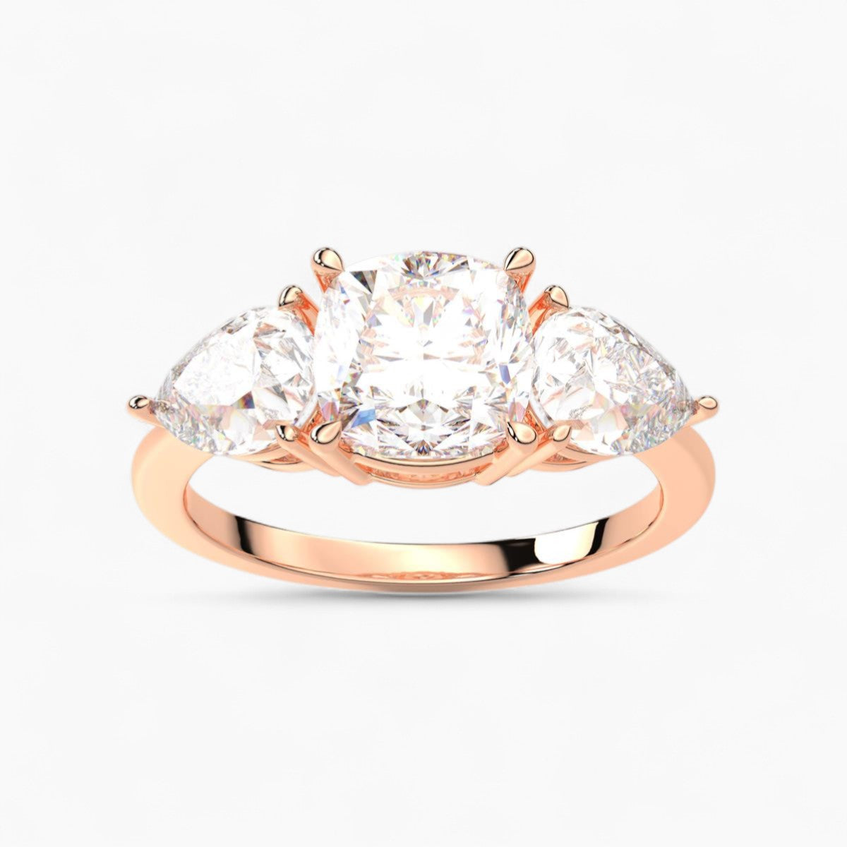 Pear Cut Three Stone Diamond Engagement Ring