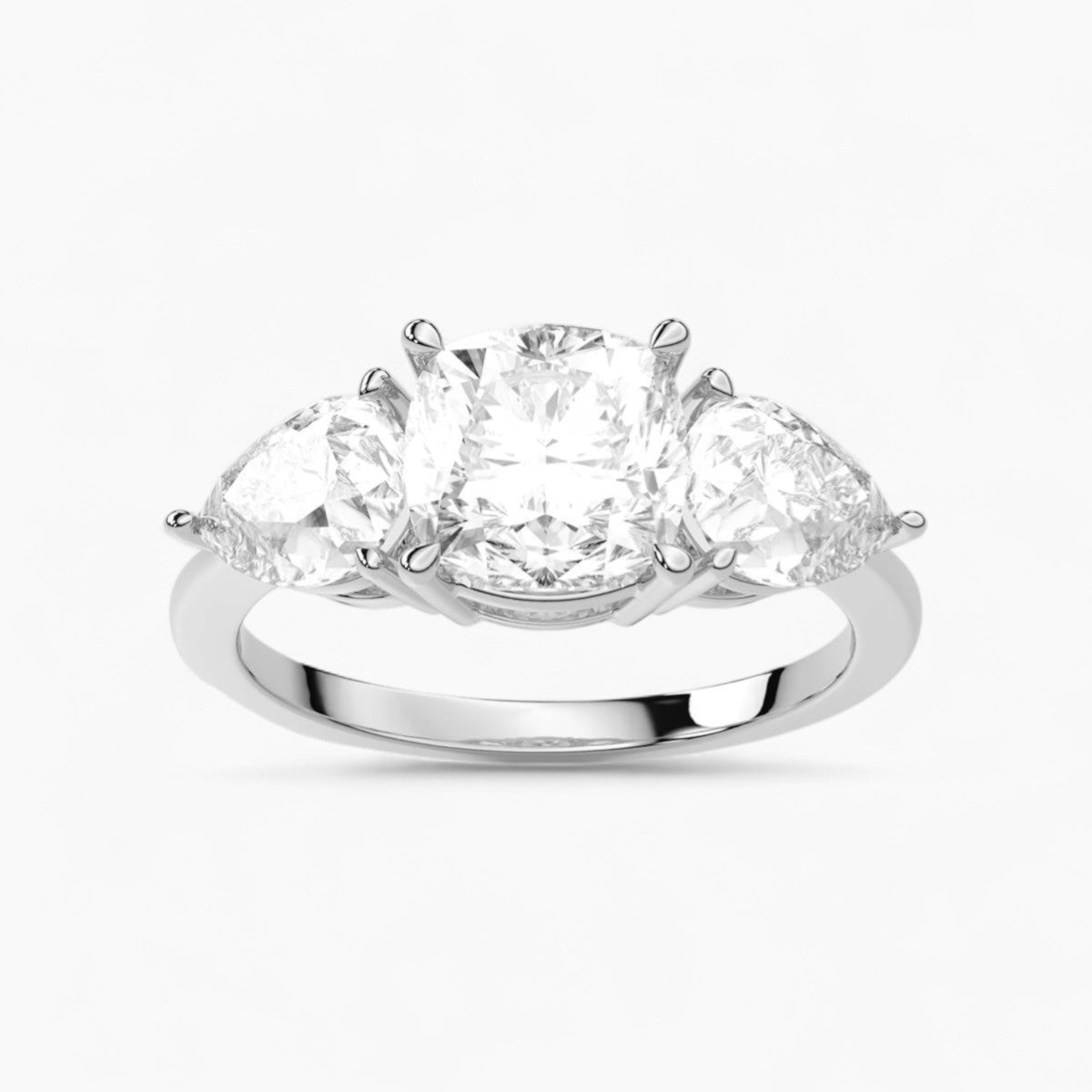 Pear Cut Three Stone Diamond Engagement Ring