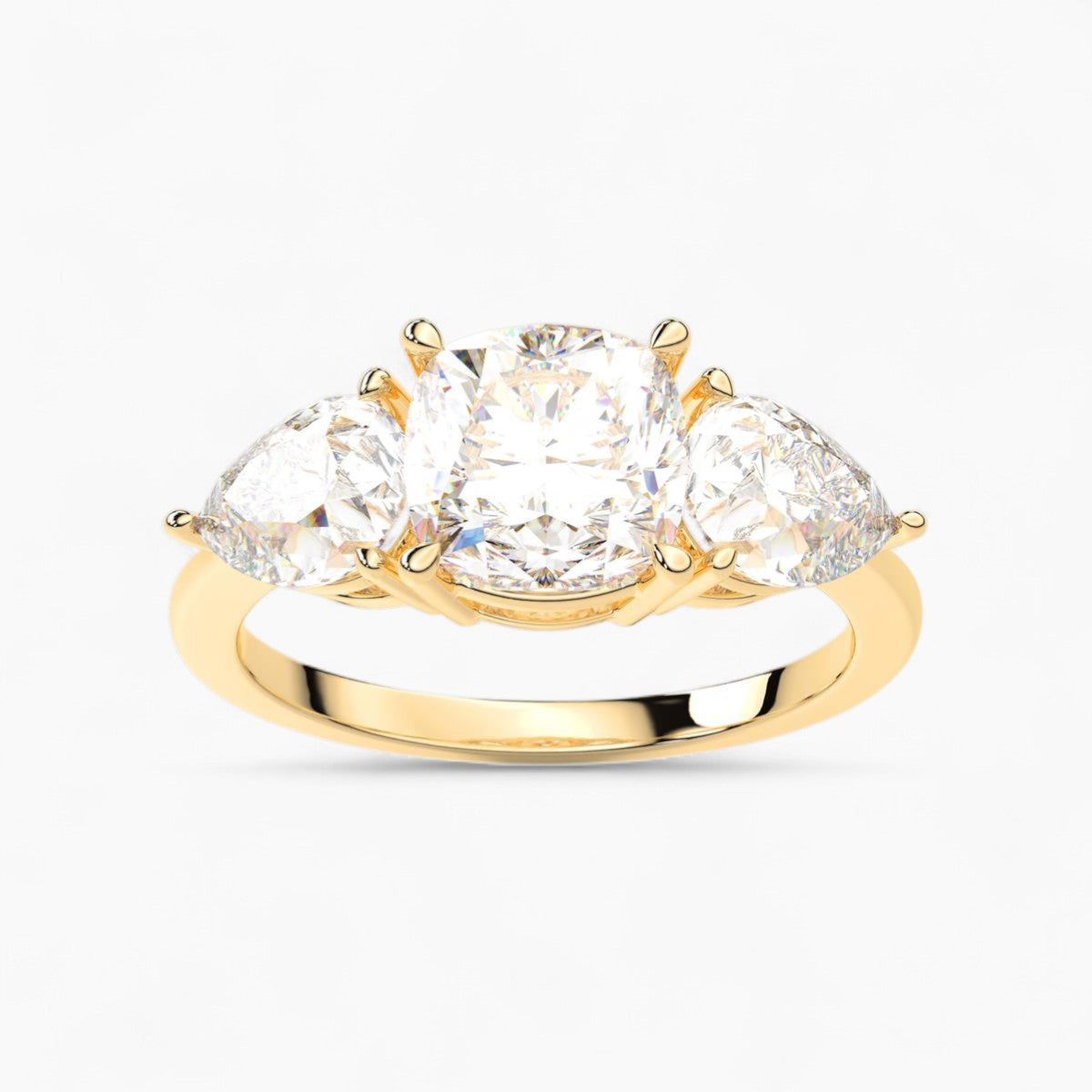 Pear Cut Three Stone Diamond Engagement Ring
