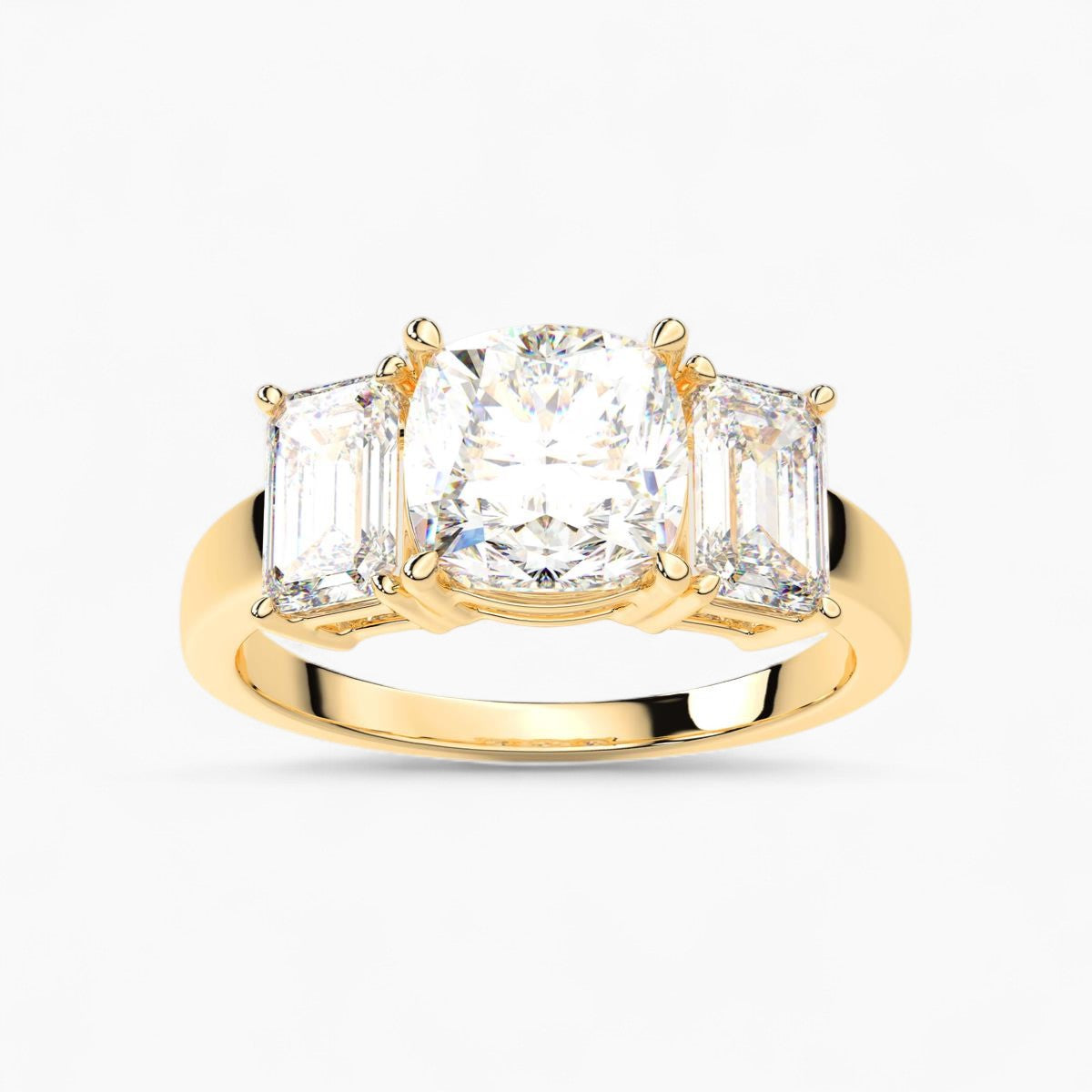 Emerald Cut Three Stone Diamond Engagement Ring