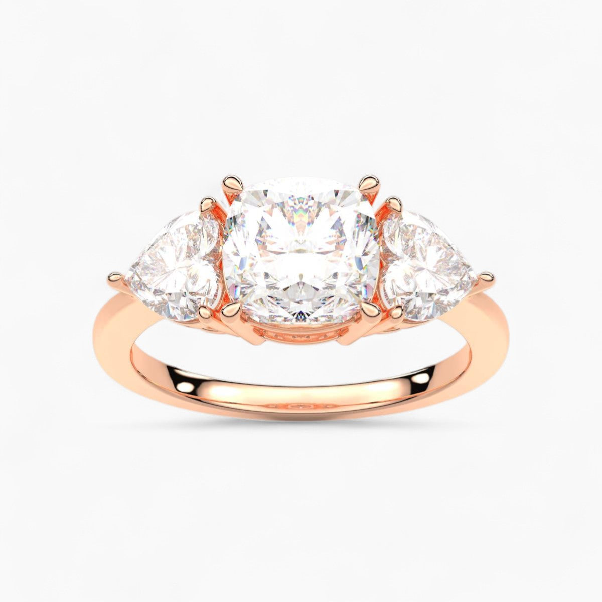 Heart Cut Three Stone Diamond Engagement Ring