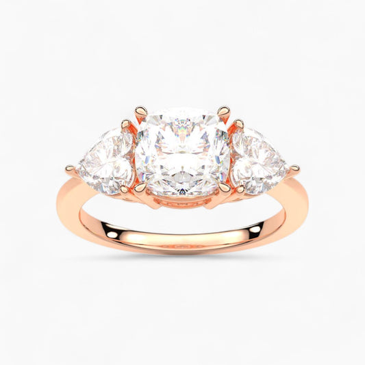 Heart Cut Three Stone Diamond Engagement Ring