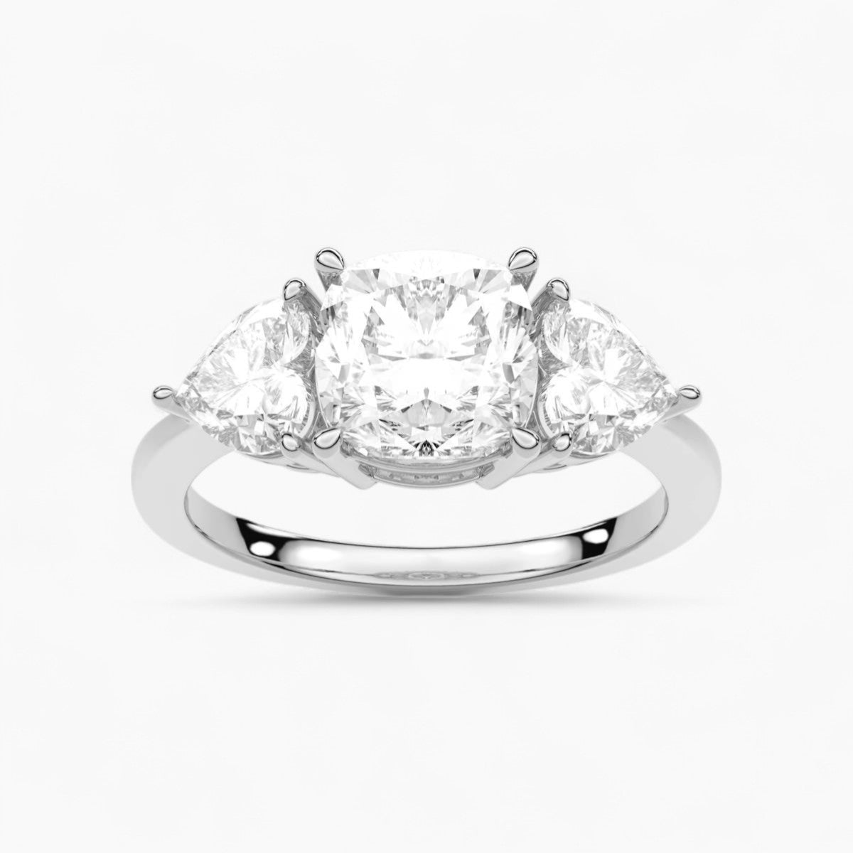 Heart Cut Three Stone Diamond Engagement Ring