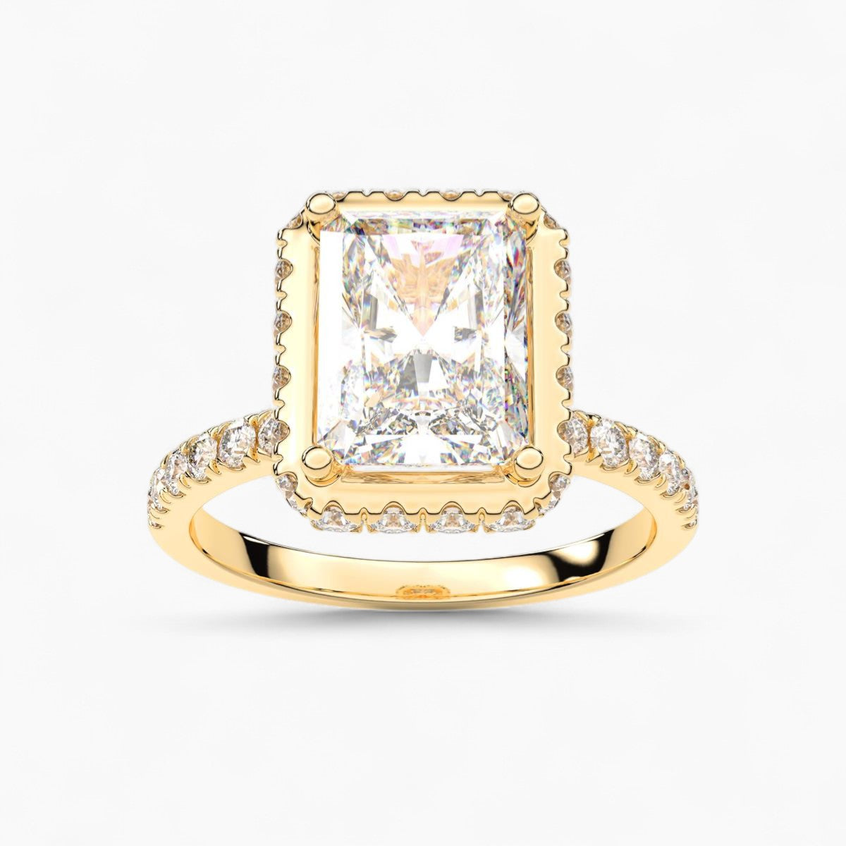 Hidden Halo Pave Diamond Engagement Ring