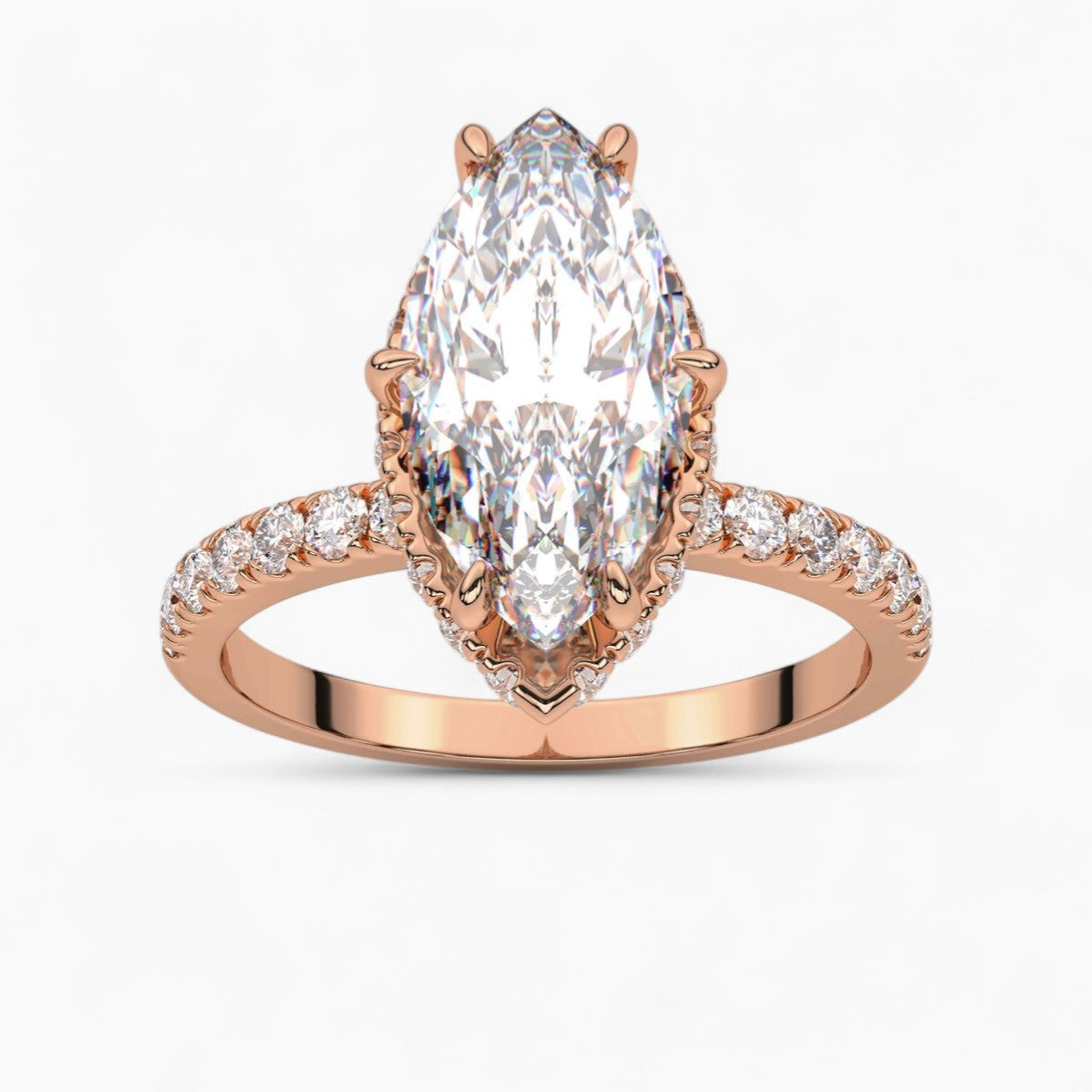 Hidden Halo Pave Diamond Engagement Ring
