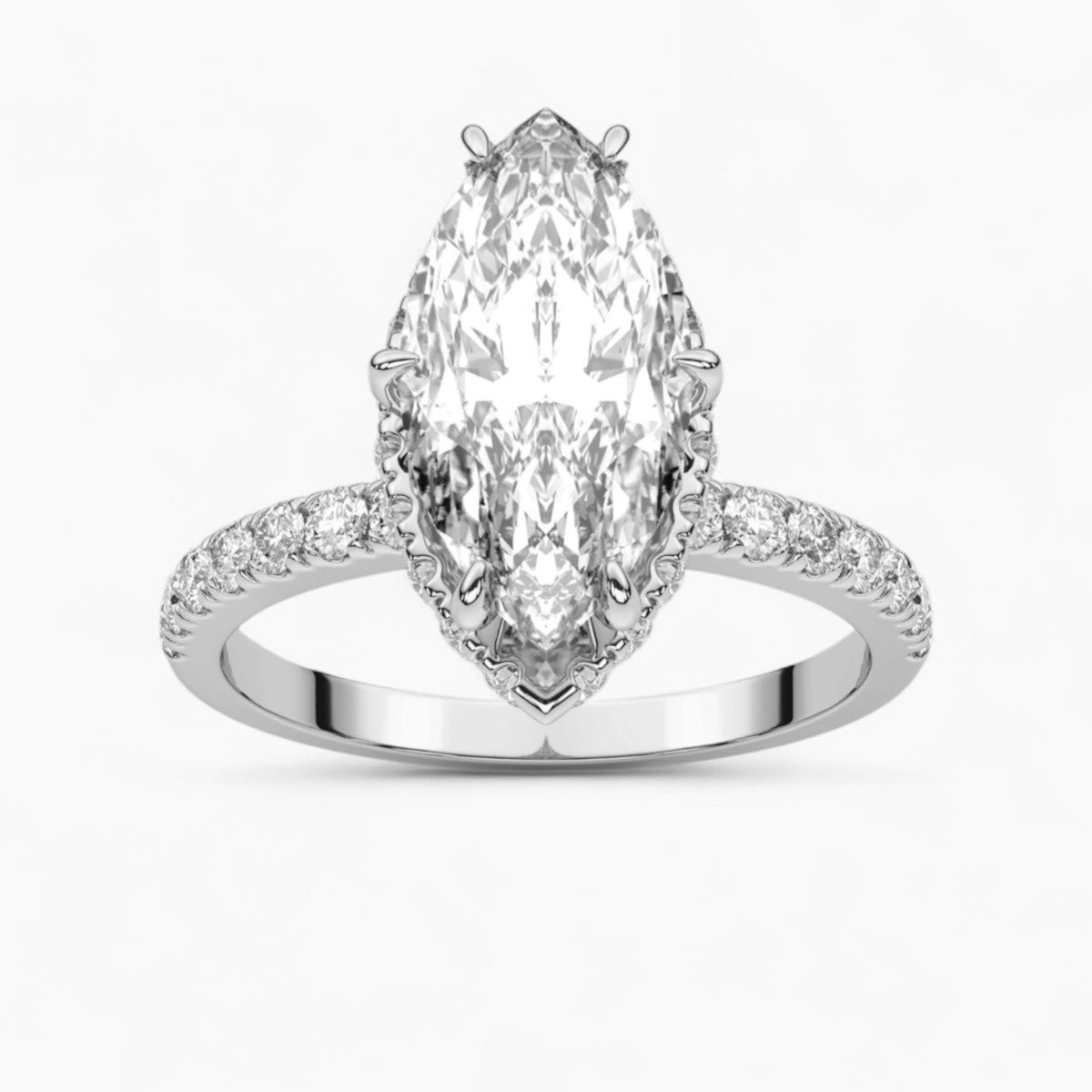 Hidden Halo Pave Diamond Engagement Ring