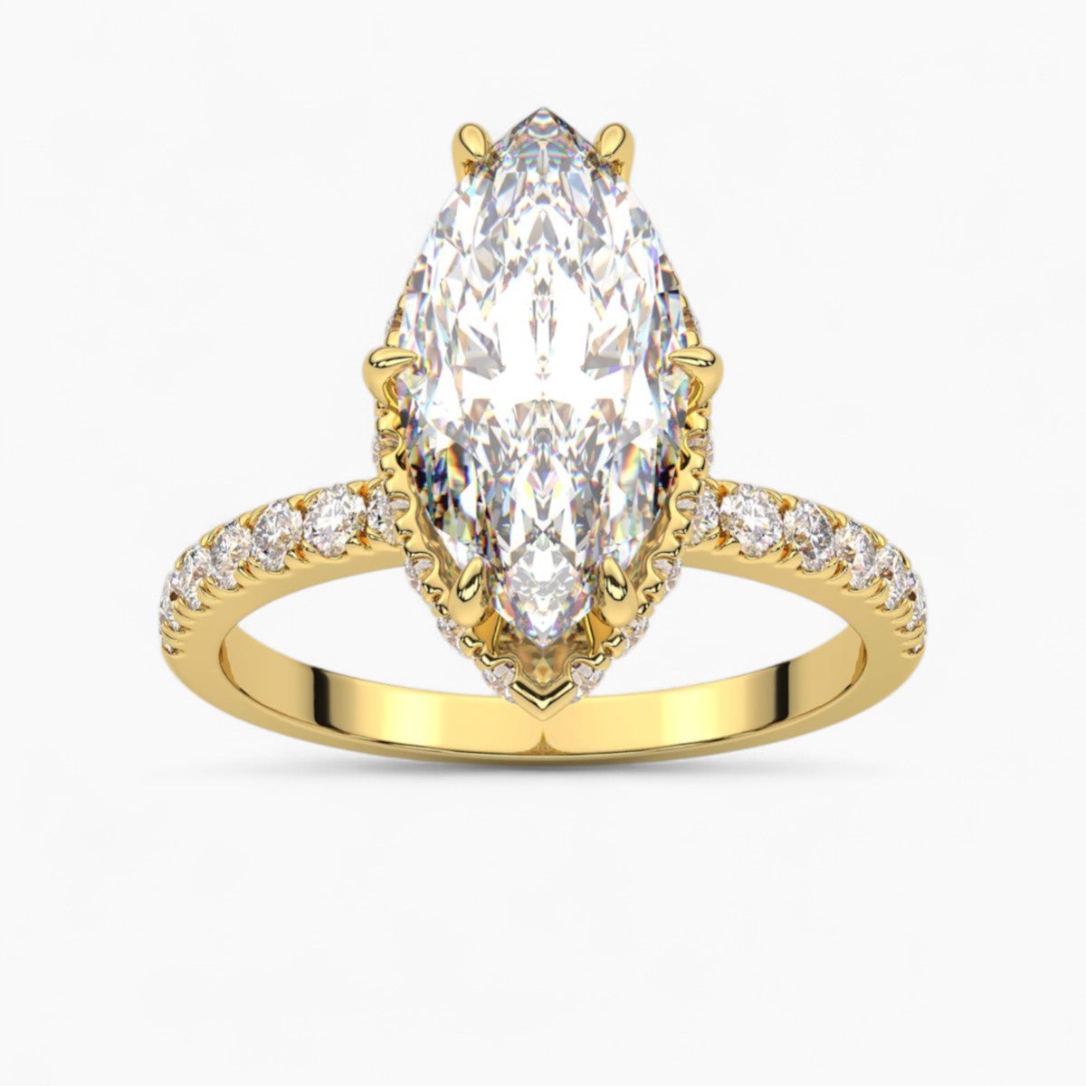 Hidden Halo Pave Diamond Engagement Ring