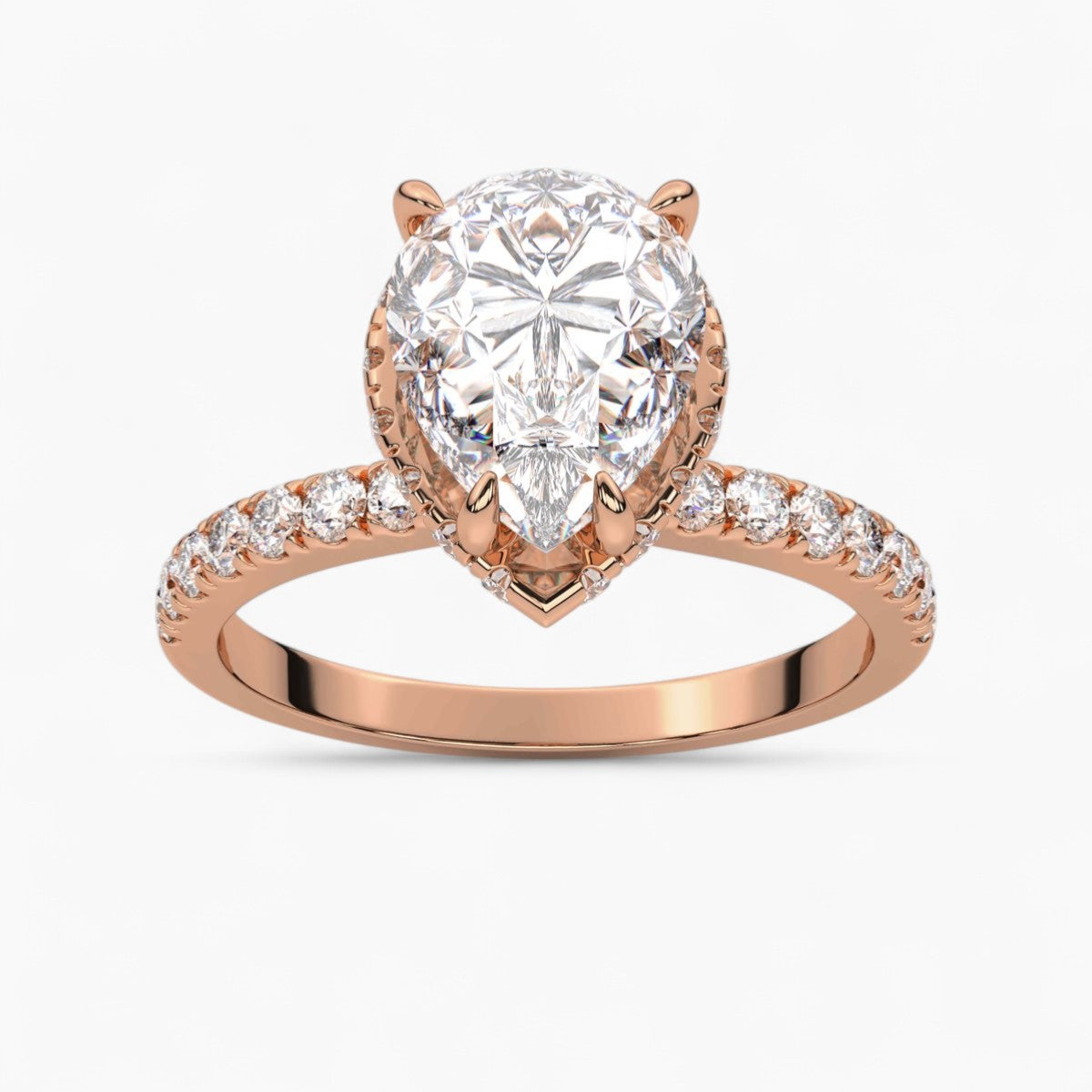 Hidden Halo Pave Diamond Engagement Ring