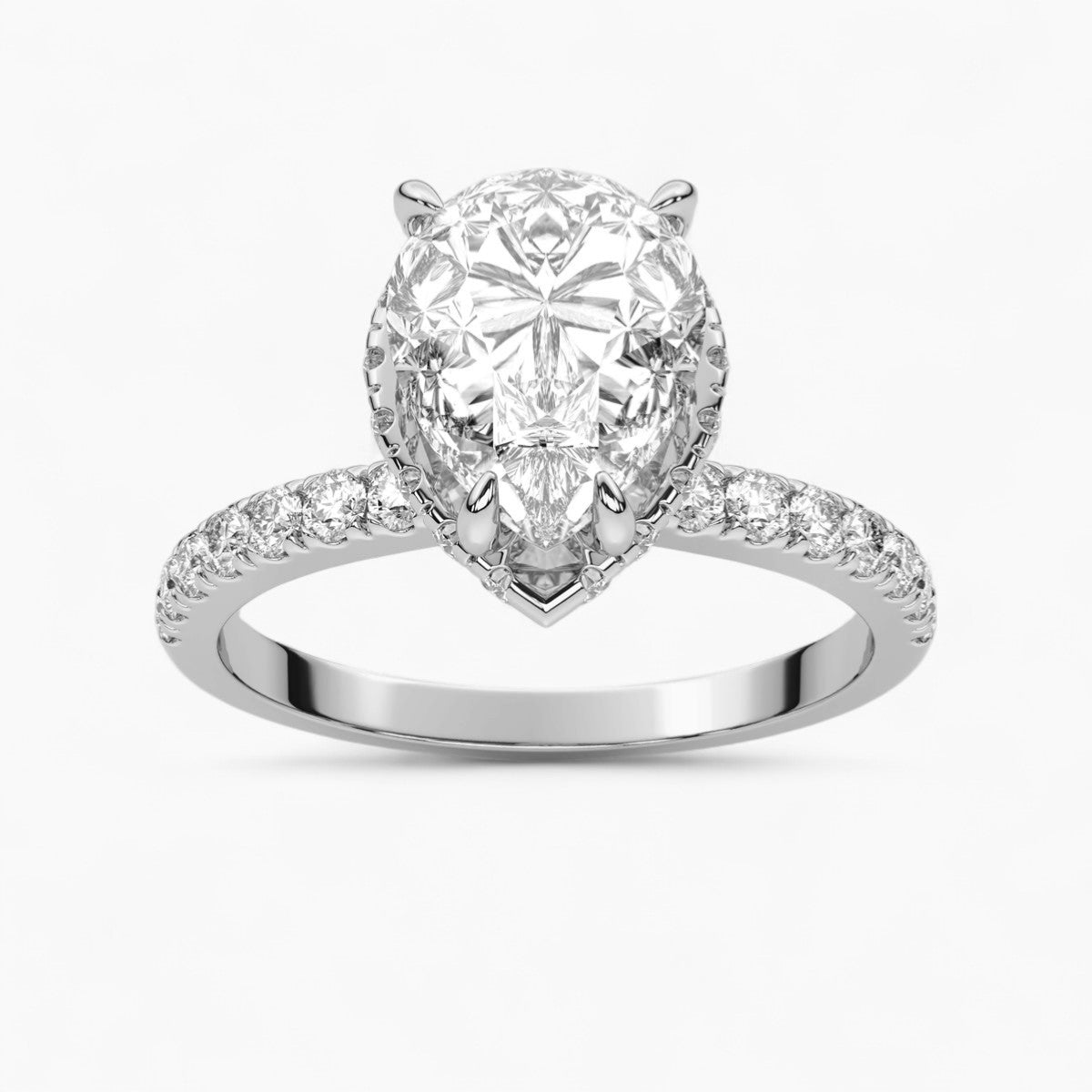 Hidden Halo Pave Diamond Engagement Ring