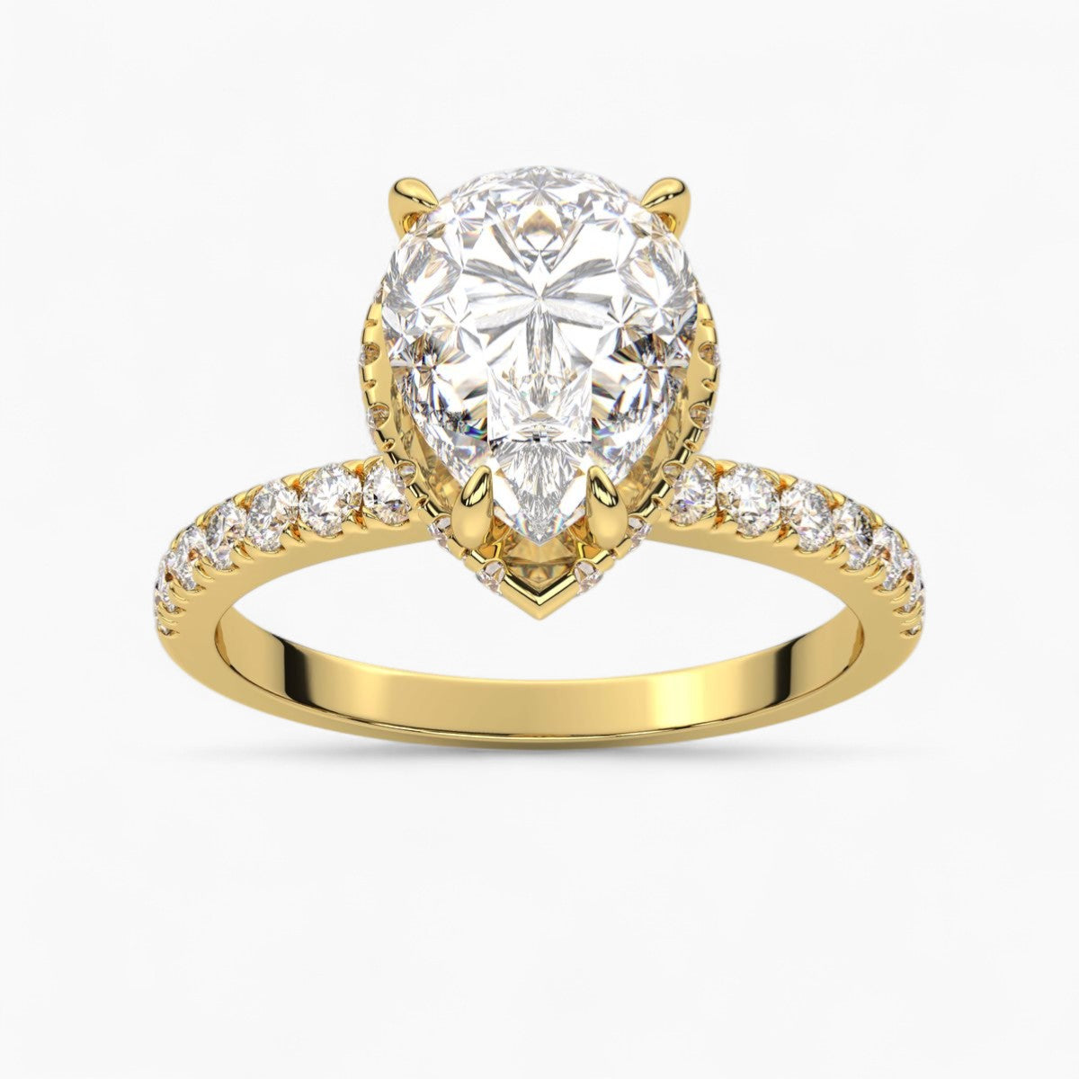 Hidden Halo Pave Diamond Engagement Ring