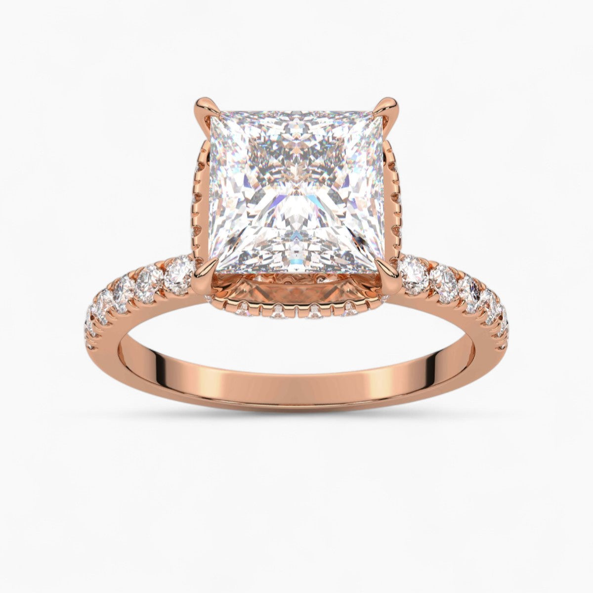 Hidden Halo Pave Diamond Engagement Ring