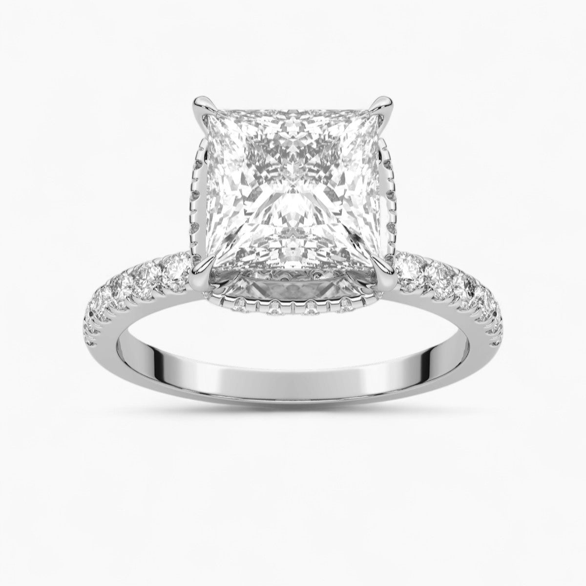 Hidden Halo Pave Diamond Engagement Ring