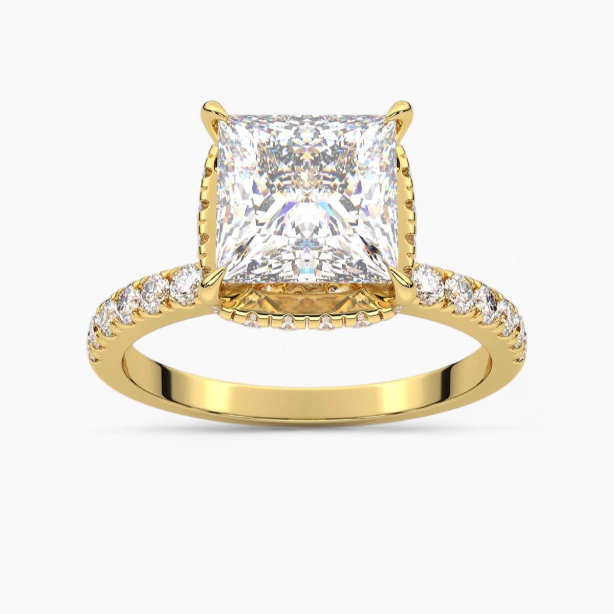 Hidden Halo Pave Diamond Engagement Ring