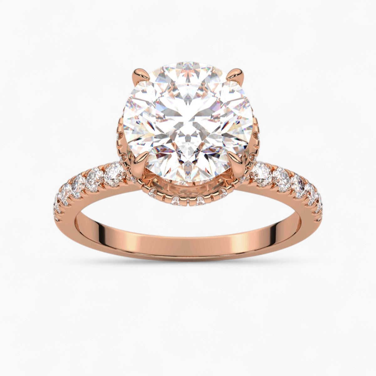 Hidden Halo Pave Diamond Engagement Ring