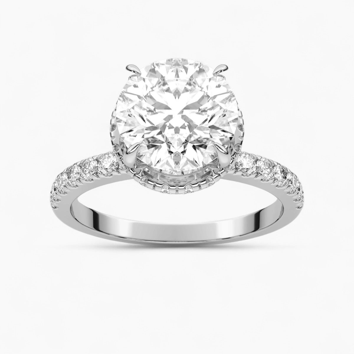 Hidden Halo Pave Diamond Engagement Ring