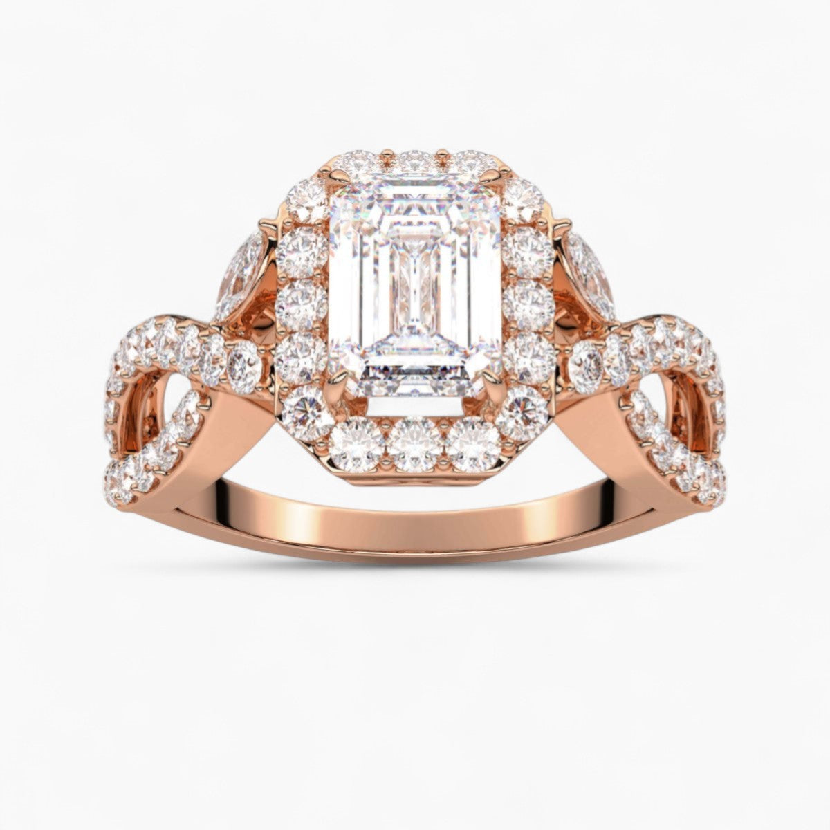 Twisted Split Shank Diamond Engagement Ring