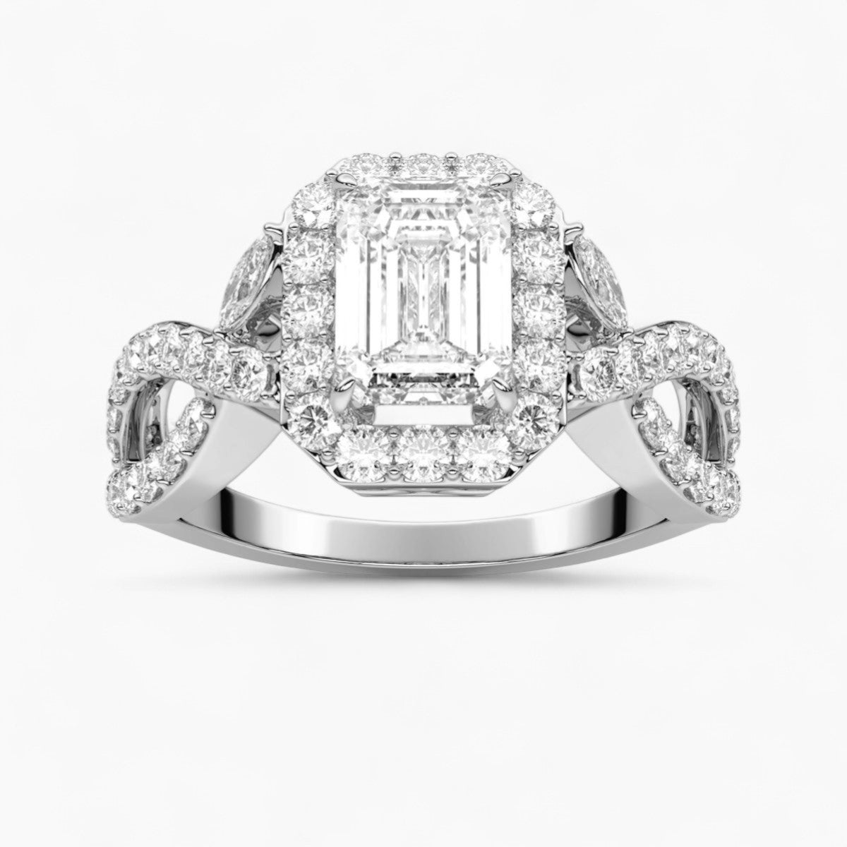 Twisted Split Shank Diamond Engagement Ring