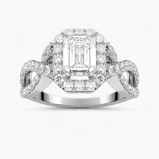 Twisted Split Shank Diamond Engagement Ring