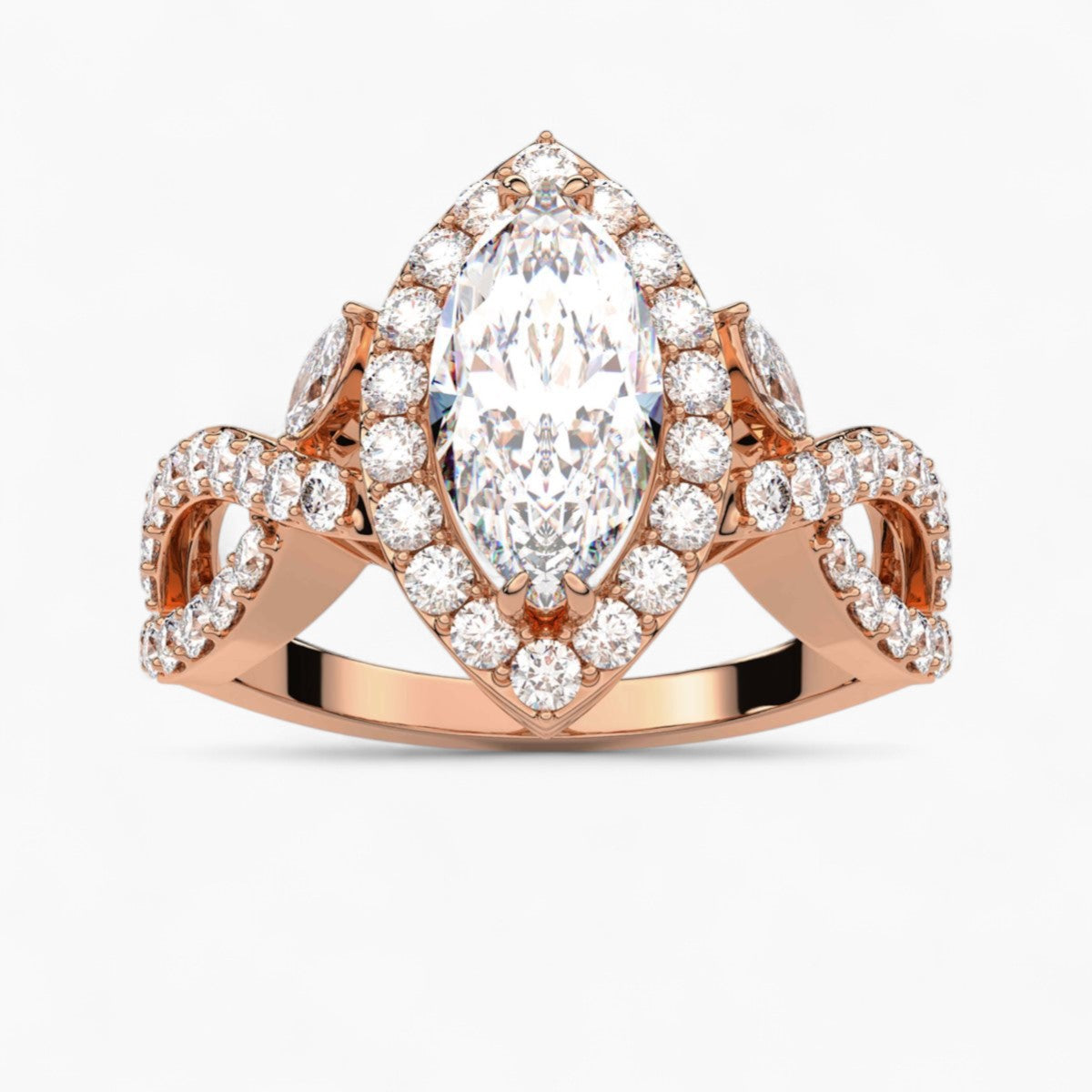 Twisted Split Shank Diamond Engagement Ring