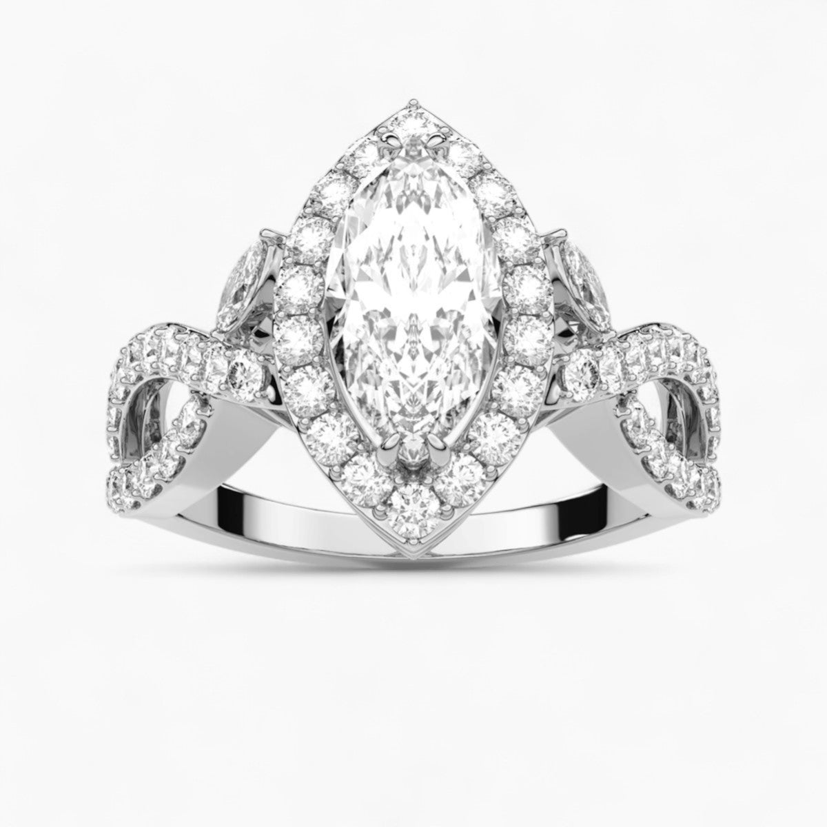 Twisted Split Shank Diamond Engagement Ring