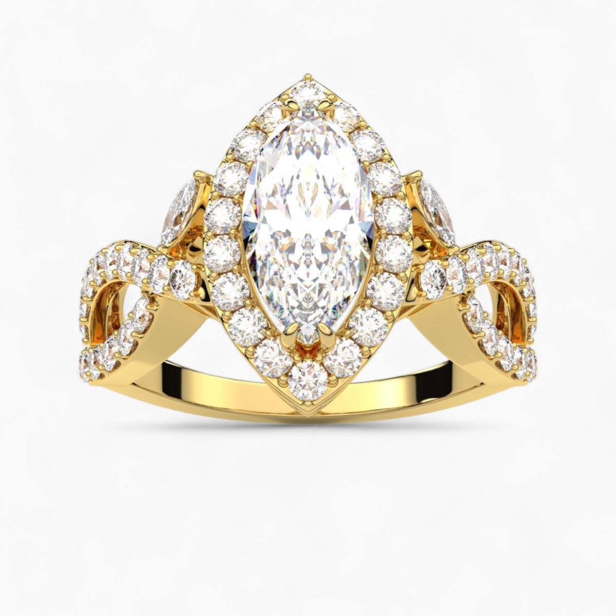 Twisted Split Shank Diamond Engagement Ring