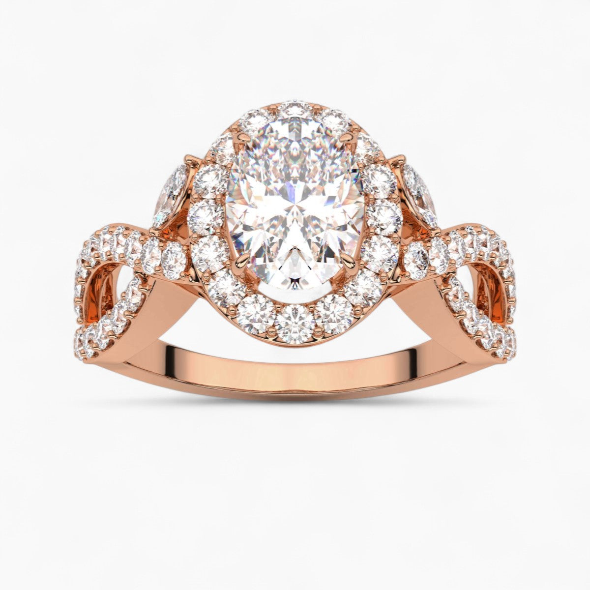 Twisted Split Shank Diamond Engagement Ring