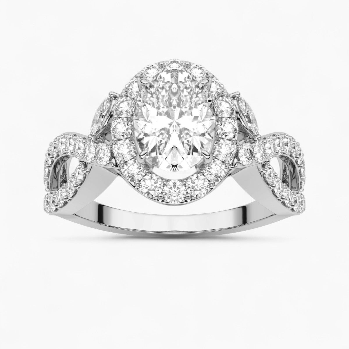 Twisted Split Shank Diamond Engagement Ring