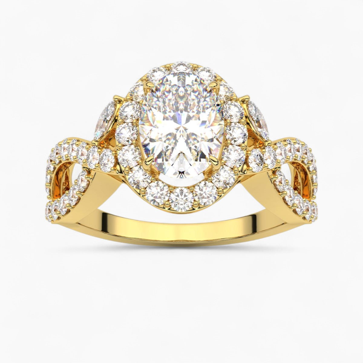 Twisted Split Shank Diamond Engagement Ring