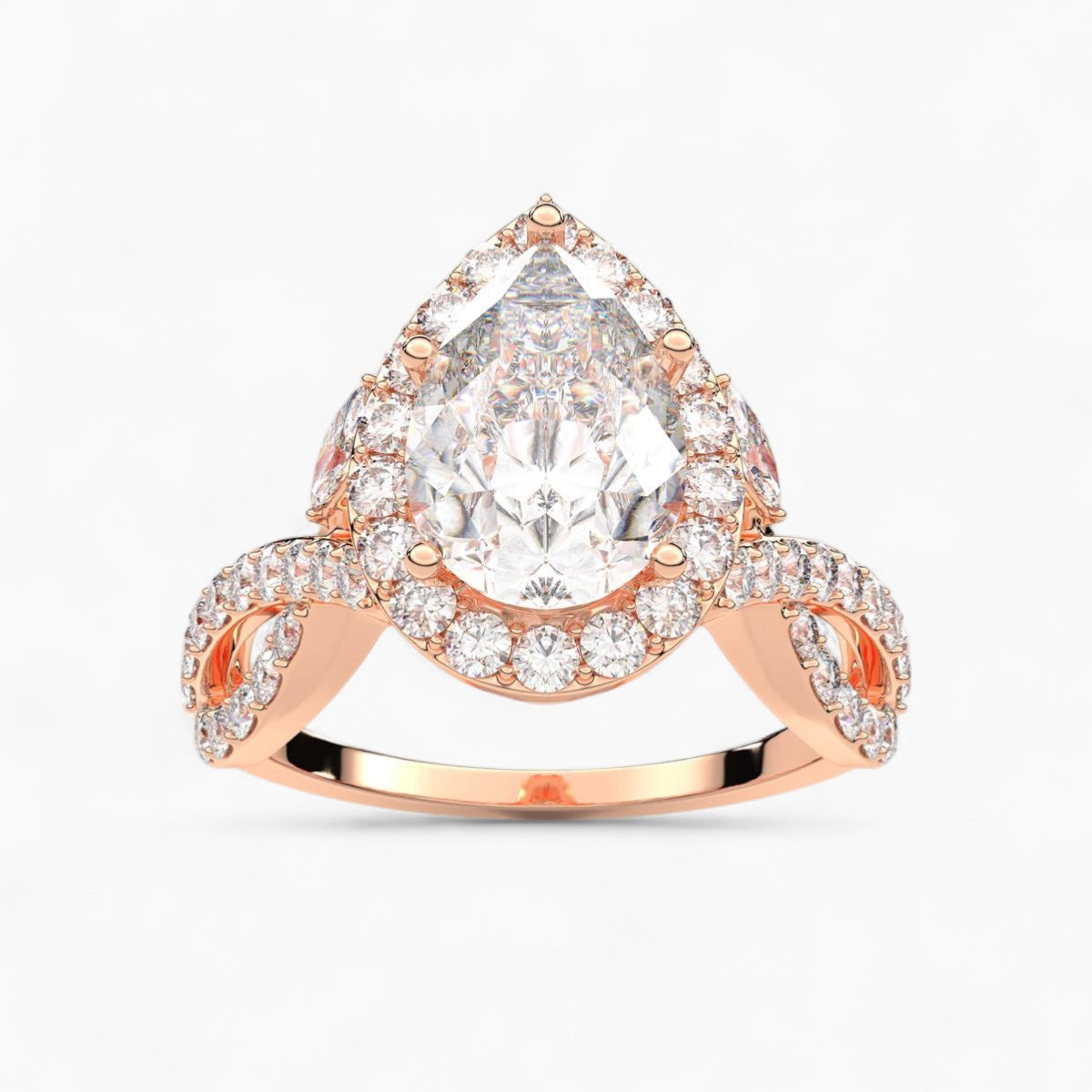 Twisted Split Shank Diamond Engagement Ring
