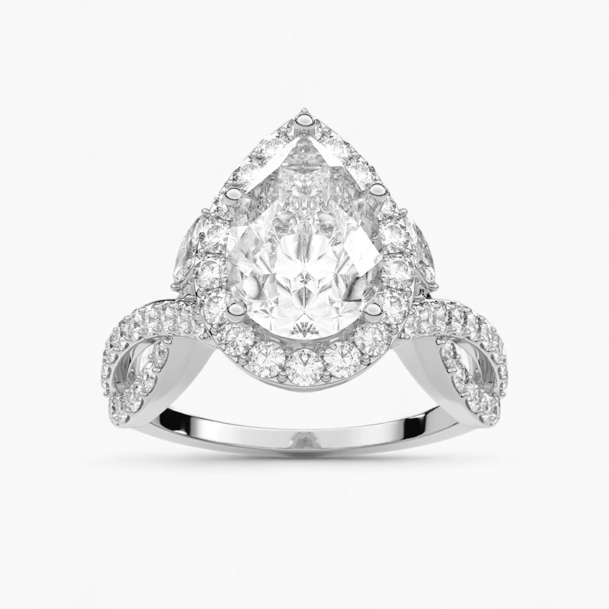 Twisted Split Shank Diamond Engagement Ring