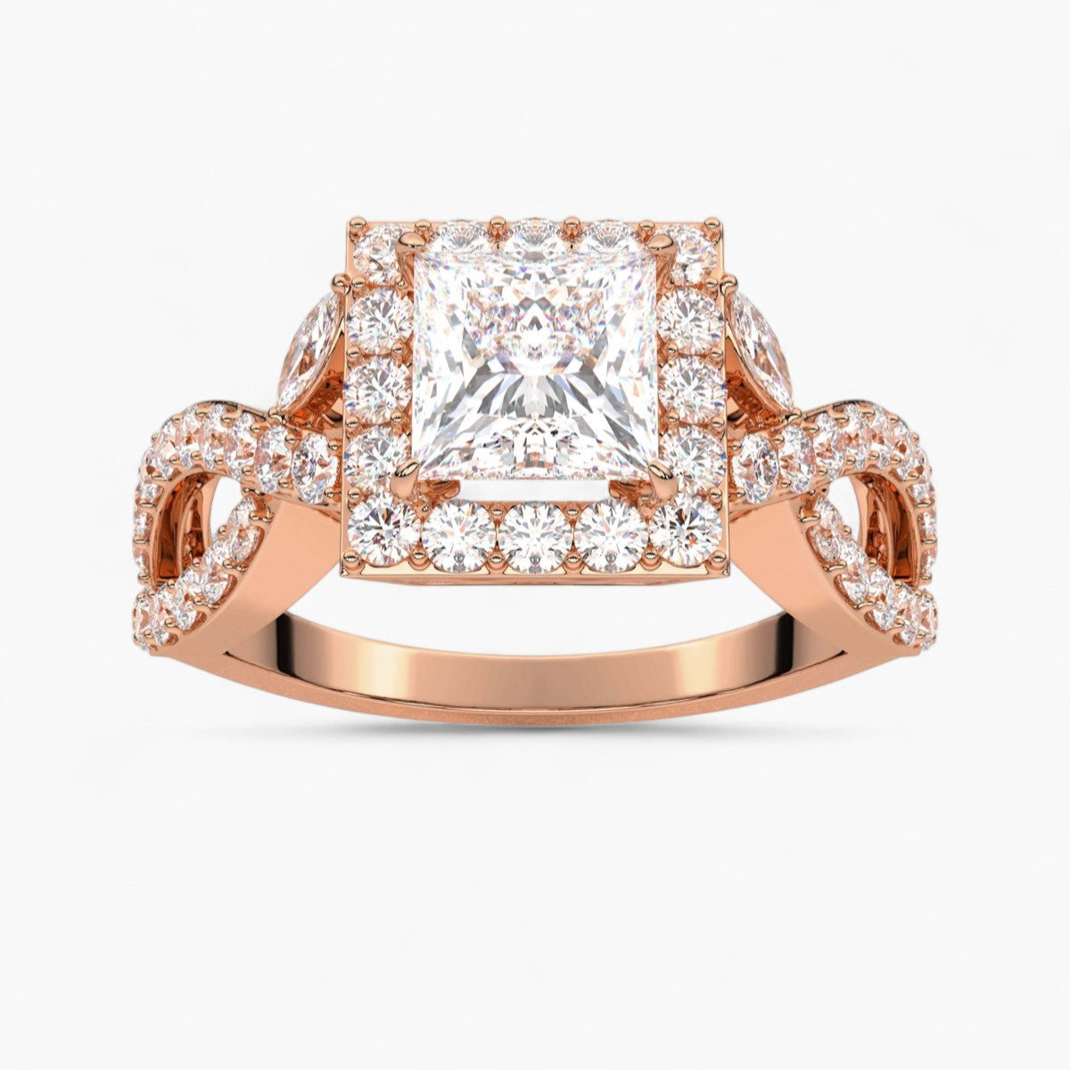 Twisted Split Shank Diamond Engagement Ring