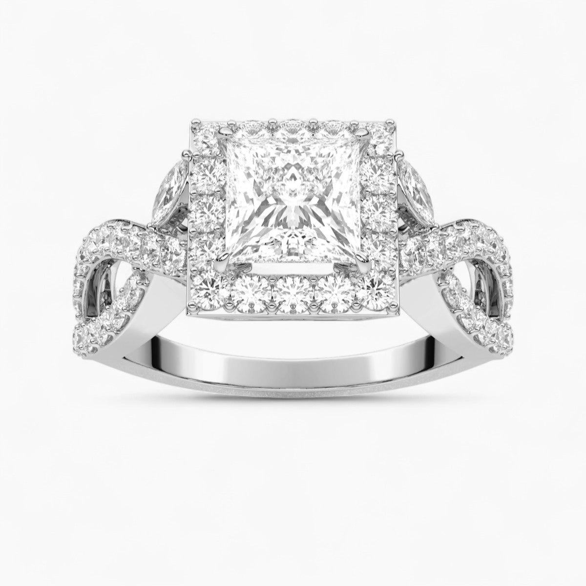Twisted Split Shank Diamond Engagement Ring