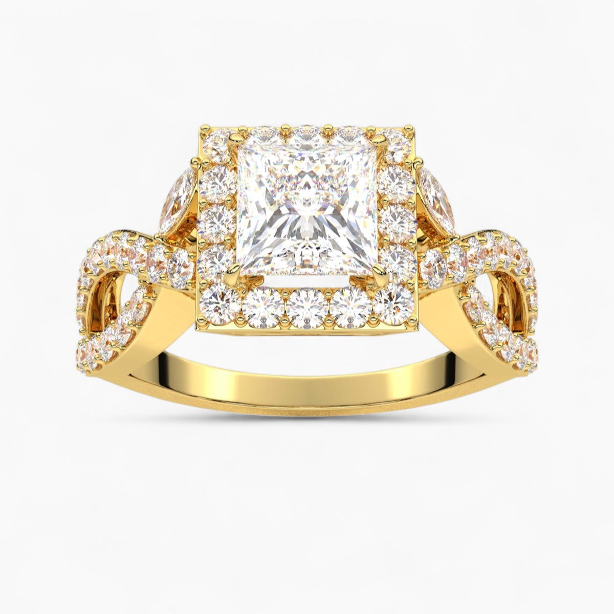Twisted Split Shank Diamond Engagement Ring