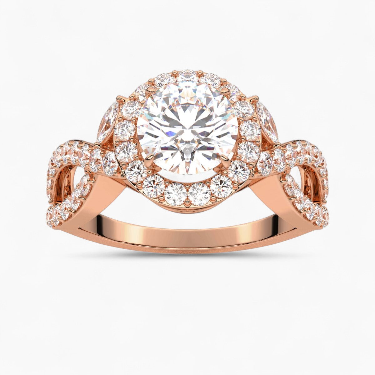 Twisted Split Shank Diamond Engagement Ring