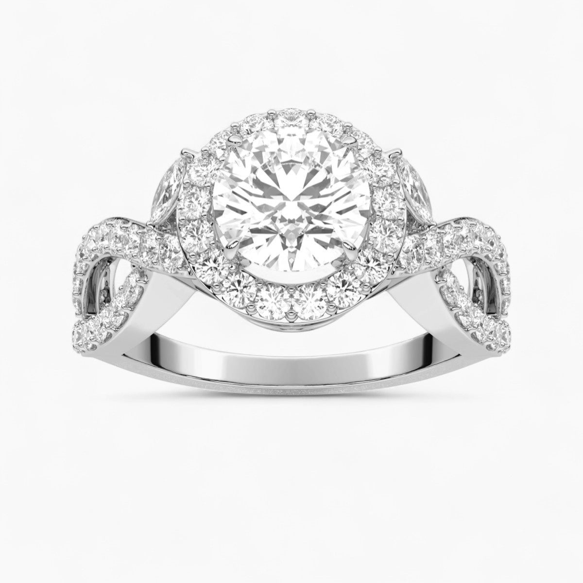Twisted Split Shank Diamond Engagement Ring