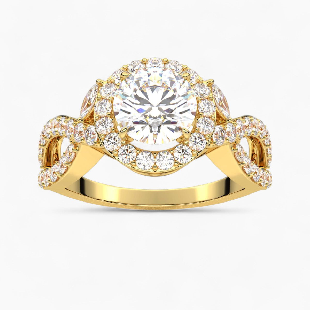 Twisted Split Shank Diamond Engagement Ring