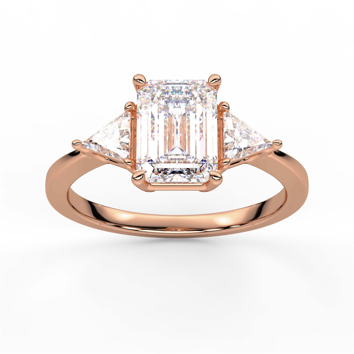 Round Cut Three Stone with side Tringle Diamond Engagement Ring