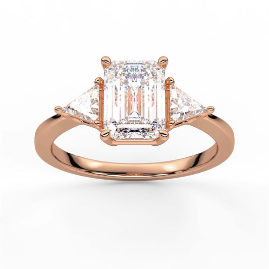 Round Cut Three Stone with side Tringle Diamond Engagement Ring