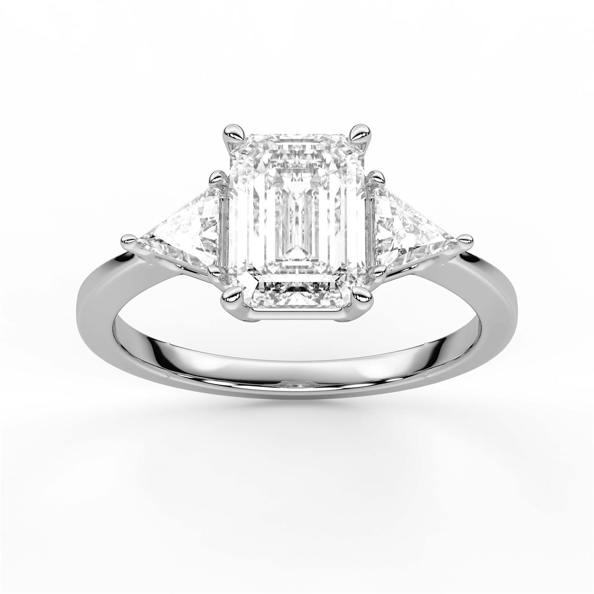Round Cut Three Stone with side Tringle Diamond Engagement Ring