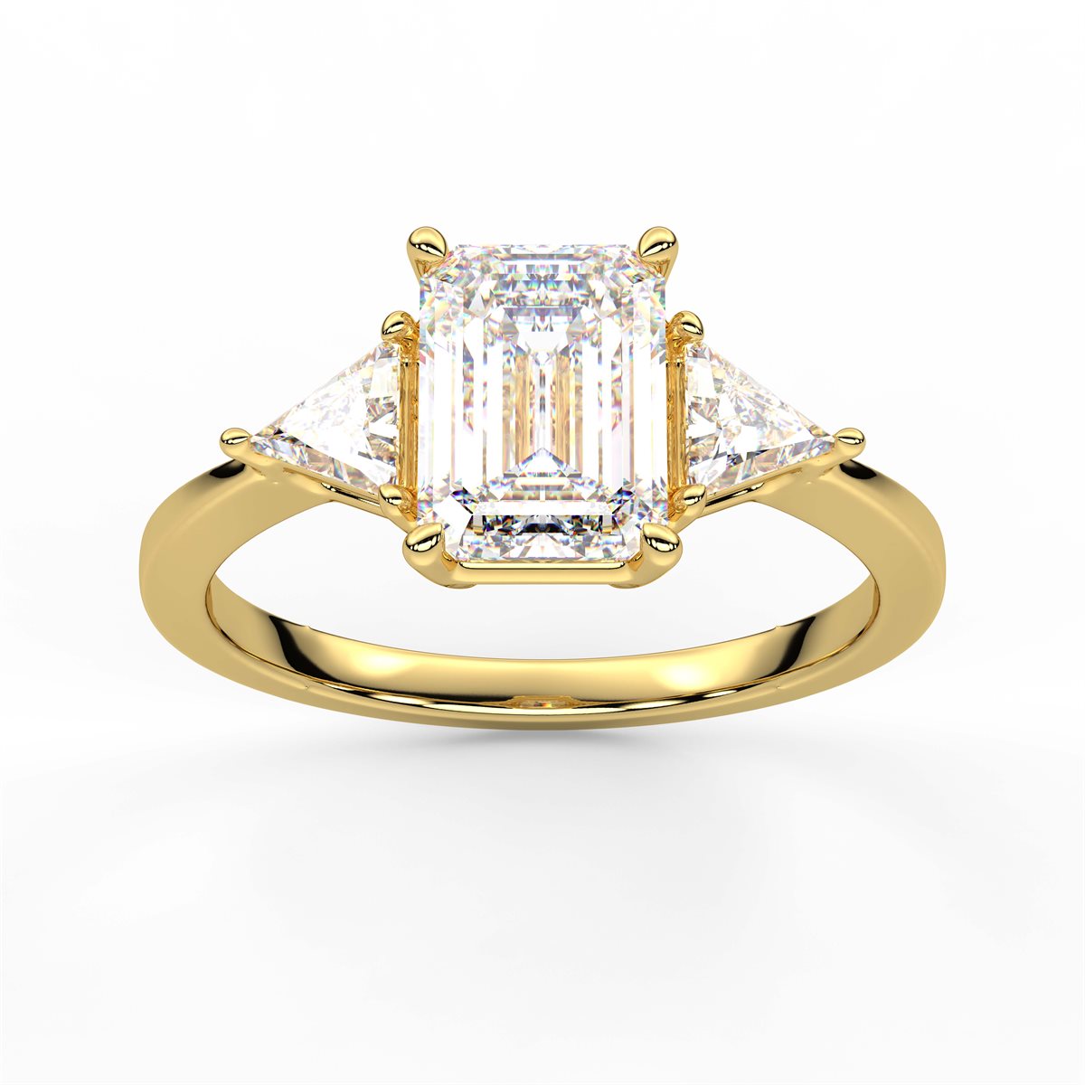 Round Cut Three Stone with side Tringle Diamond Engagement Ring