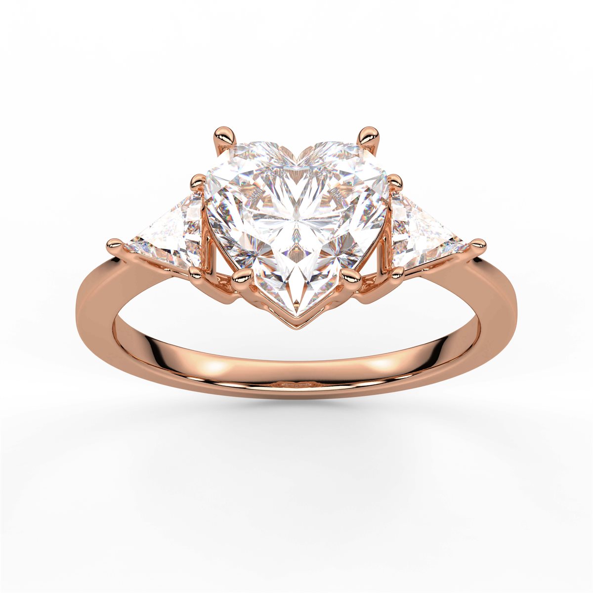Round Cut Three Stone with side Tringle Diamond Engagement Ring